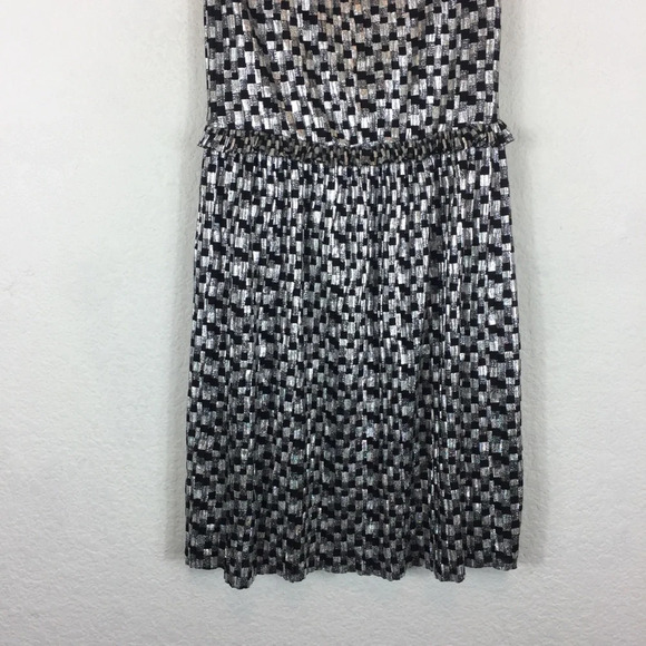 Zara Shimmery Metallic Silver Black Ruffle Party Mini Dress Small - Picture 9 of 14